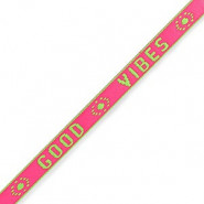 Schmuckband mit Tekst "Good vibes" Neon pink-green